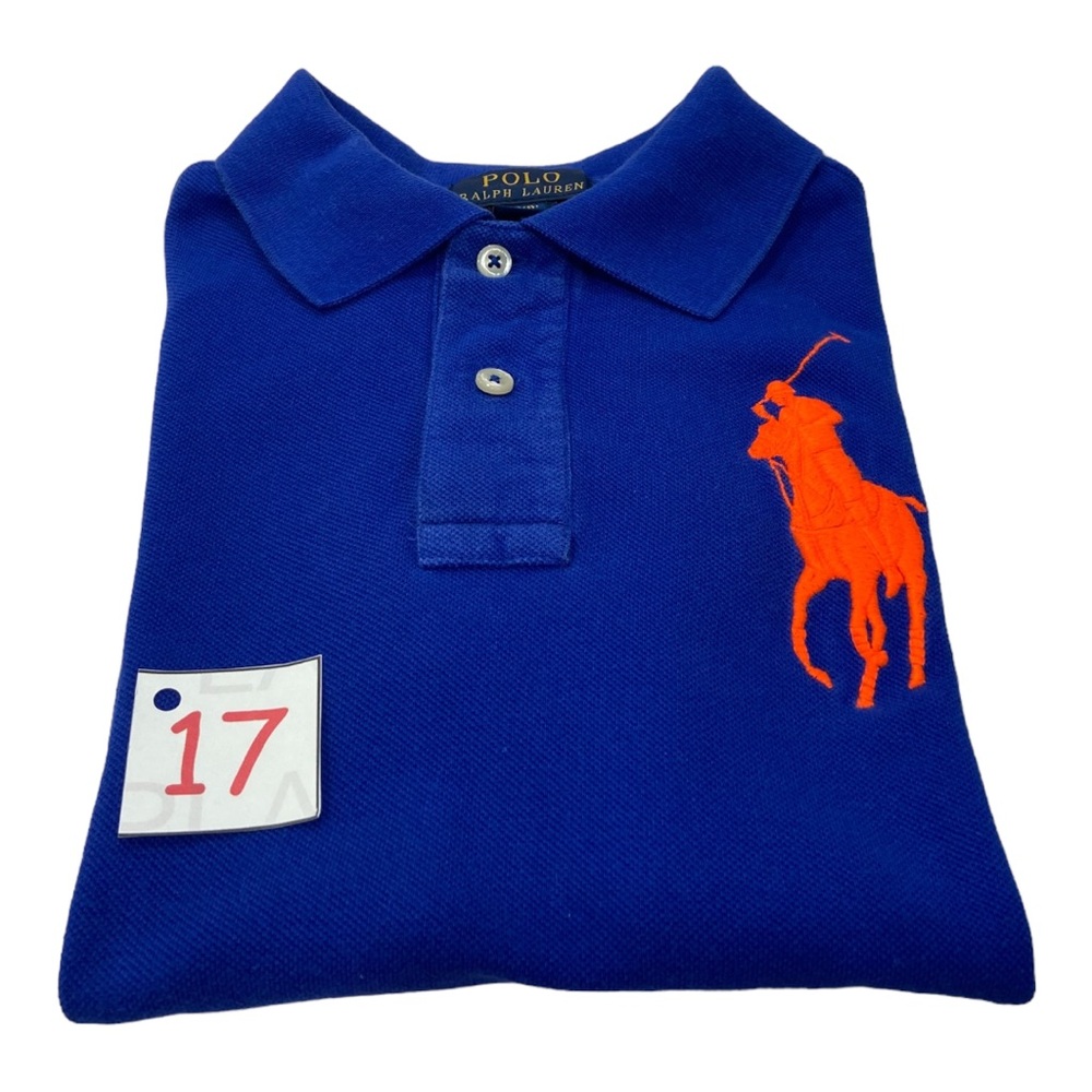 Polo by Ralph Lauren Blue and Orange Polo Shirt with Iconic Logo